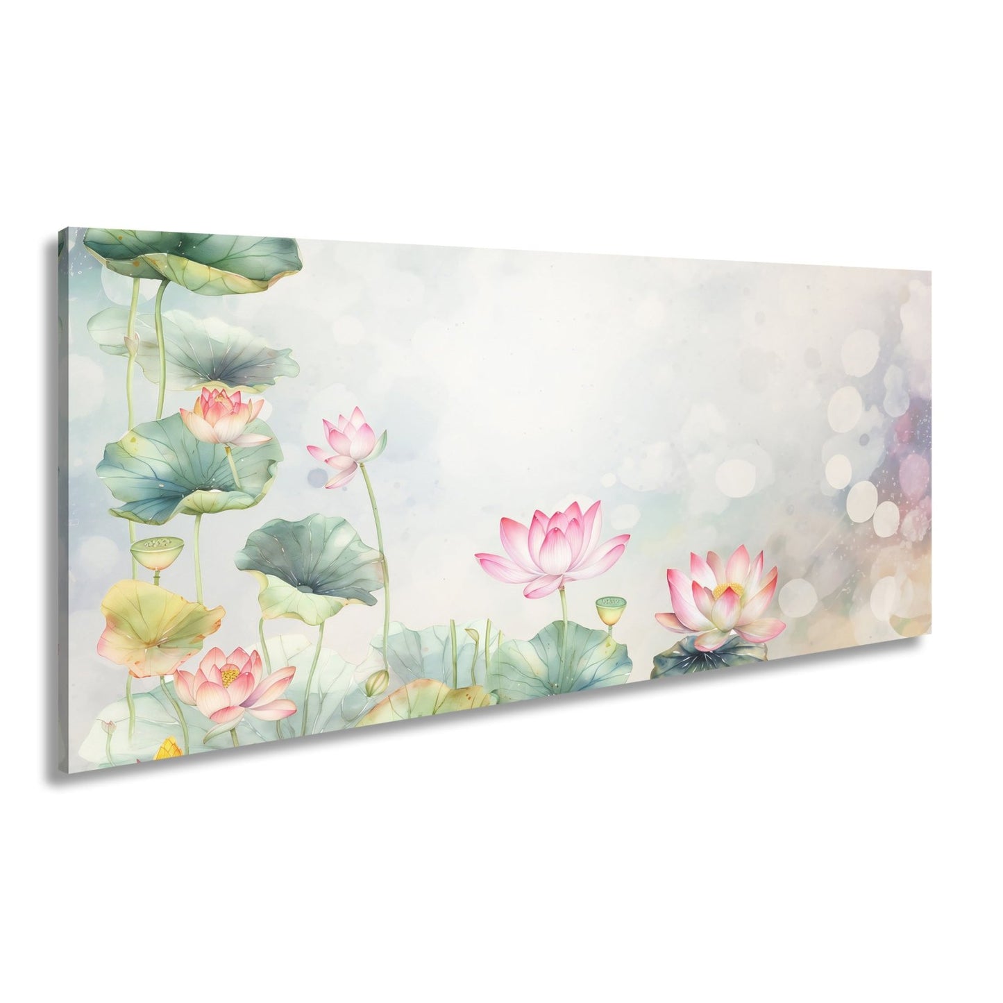 Leinwandbild XXL Lotusblüten Aquarell – Zart Verträumt - deyoli