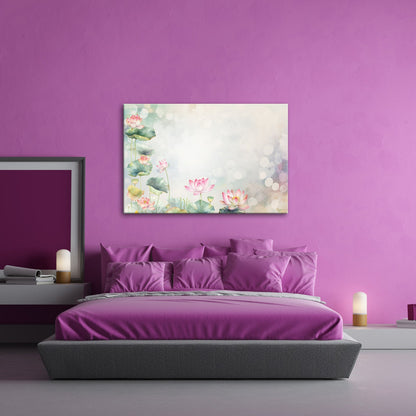 Leinwandbild XXL Lotusblüten Aquarell – Zart Verträumt - deyoli