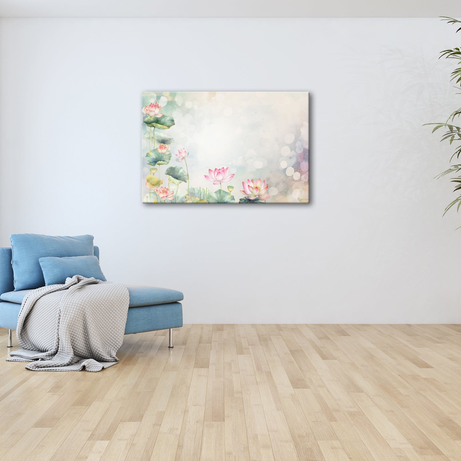 Leinwandbild XXL Lotusblüten Aquarell – Zart Verträumt - deyoli