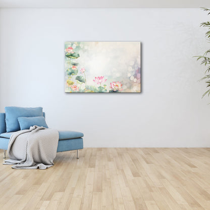 Leinwandbild XXL Lotusblüten Aquarell – Zart Verträumt - deyoli