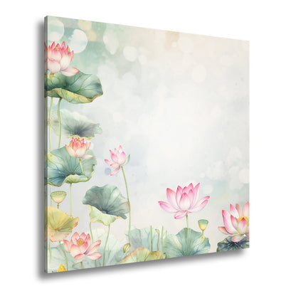 Leinwandbild XXL Lotusblüten Aquarell – Zart Verträumt - deyoli