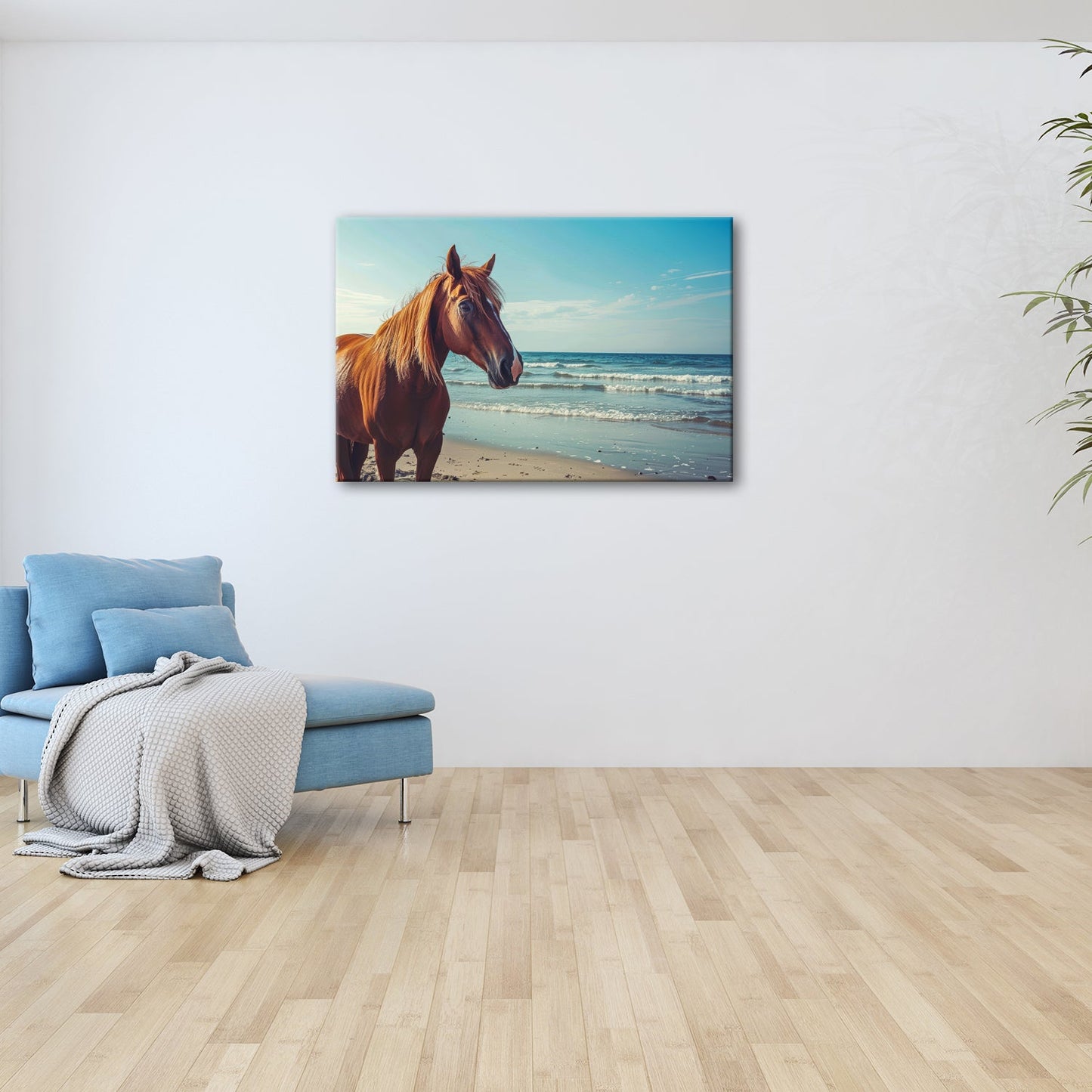 Leinwandbild XXL Pferd Meer – Edles Ross am Strand - deyoli