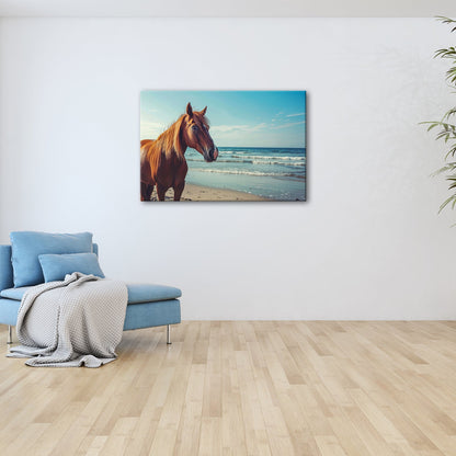 Leinwandbild XXL Pferd Meer – Edles Ross am Strand - deyoli