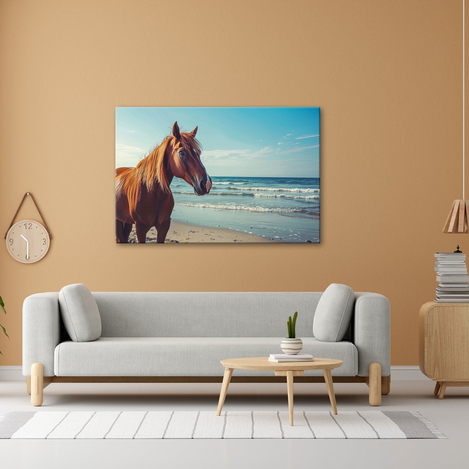 Leinwandbild XXL Pferd Meer – Edles Ross am Strand - deyoli