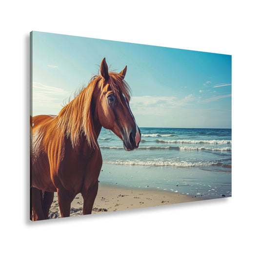 Leinwandbild XXL Pferd Meer – Edles Ross am Strand - deyoli