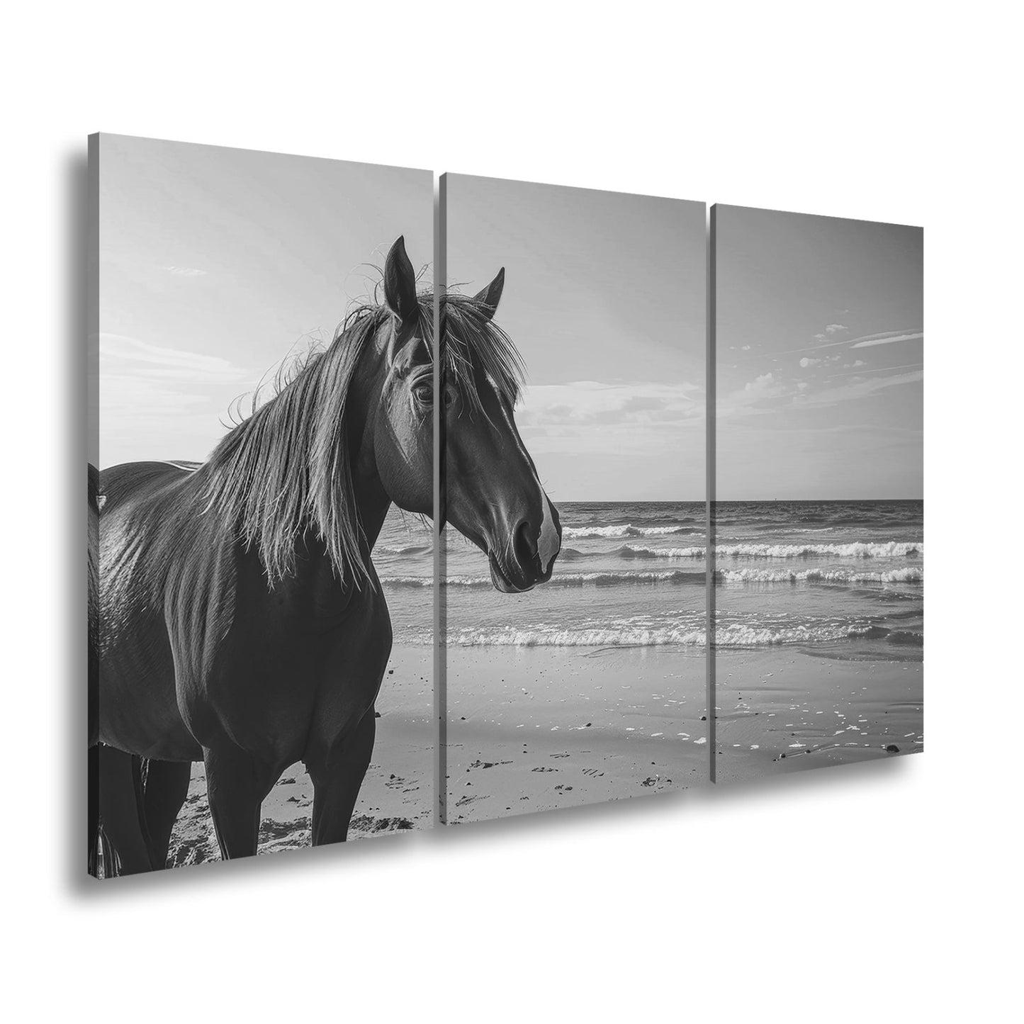 Leinwandbild XXL Pferd Meer – Edles Ross am Strand - deyoli
