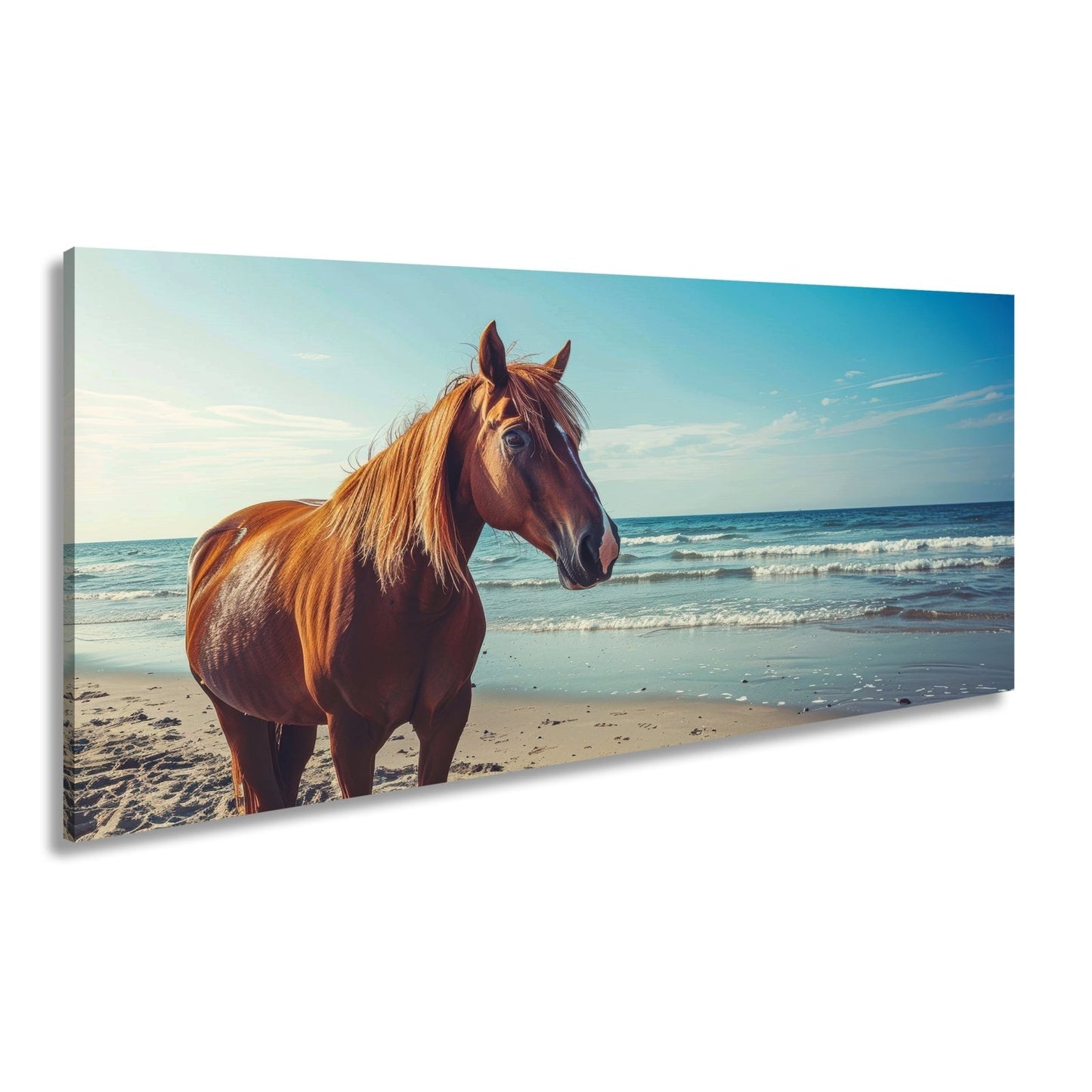 Leinwandbild XXL Pferd Meer – Edles Ross am Strand - deyoli