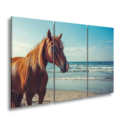 Leinwandbild XXL Pferd Meer – Edles Ross am Strand - deyoli