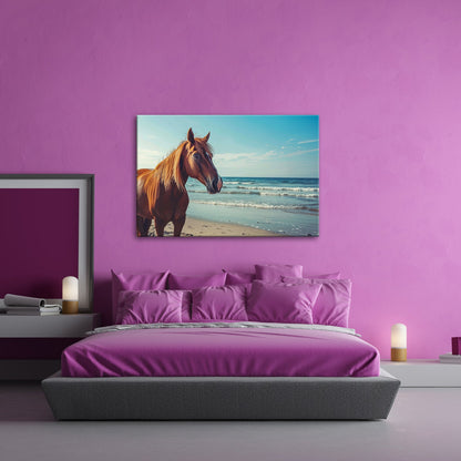 Leinwandbild XXL Pferd Meer – Edles Ross am Strand - deyoli