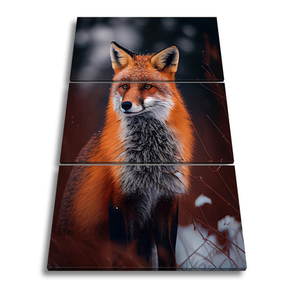 Leinwandbild XXL Schneefuchs – Rotglühend im kalten Morgenlicht - deyoli