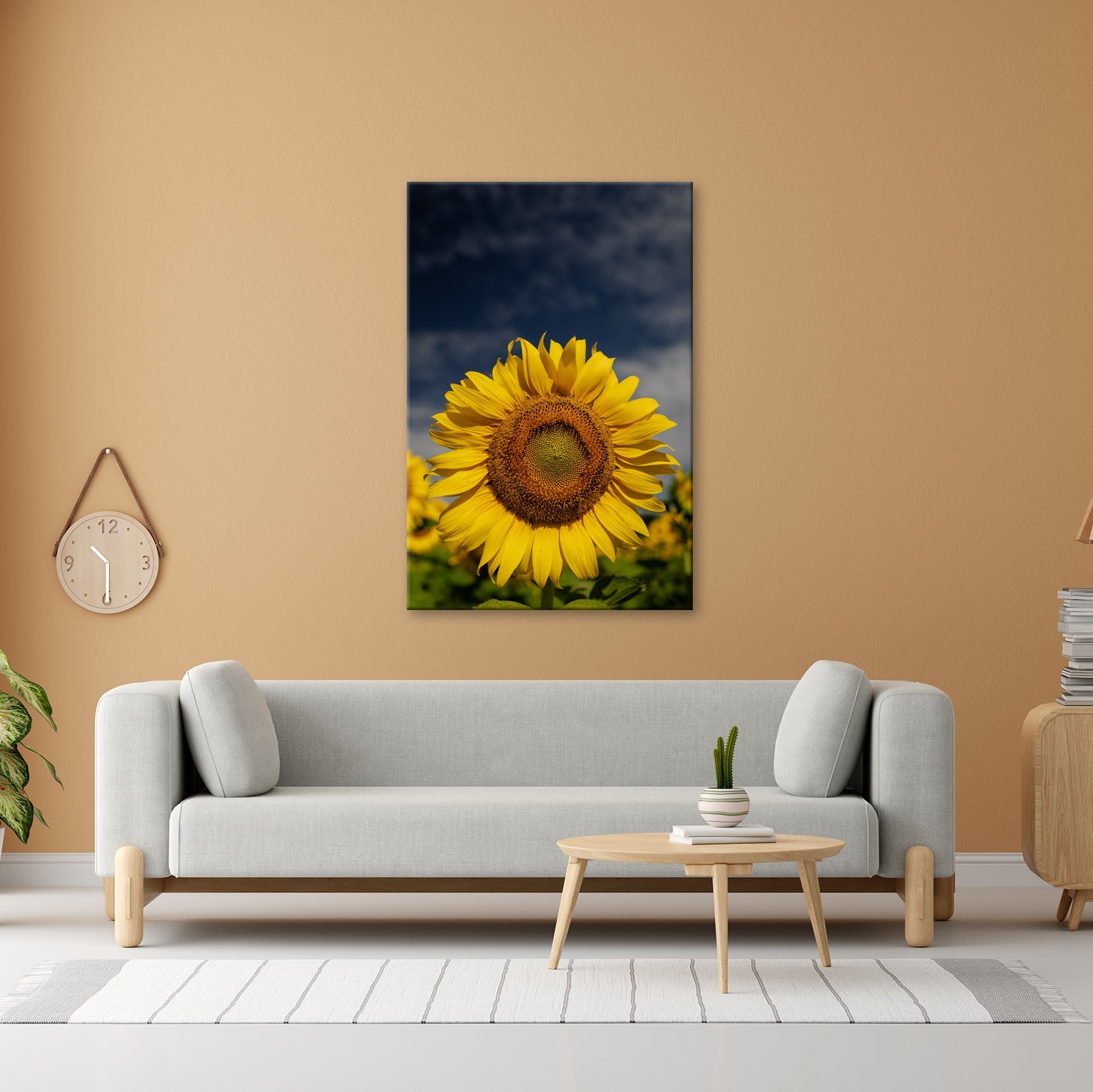 Leinwandbild XXL Sonnenblume Himmel – Dramatisch - deyoli