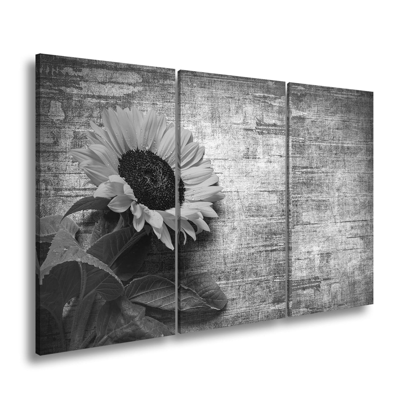 Leinwandbild XXL Sonnenblume Holz – Vintage Landhaus - deyoli