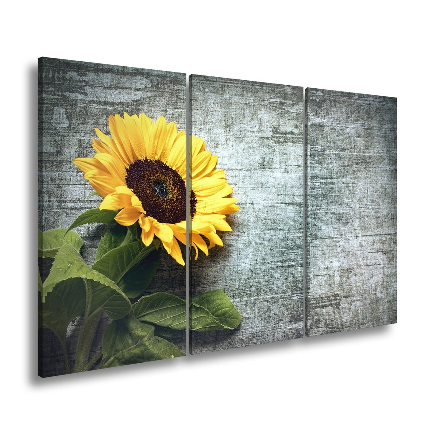 Leinwandbild XXL Sonnenblume Holz – Vintage Landhaus - deyoli