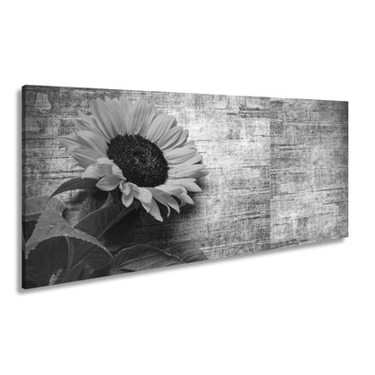 Leinwandbild XXL Sonnenblume Holz – Vintage Landhaus - deyoli