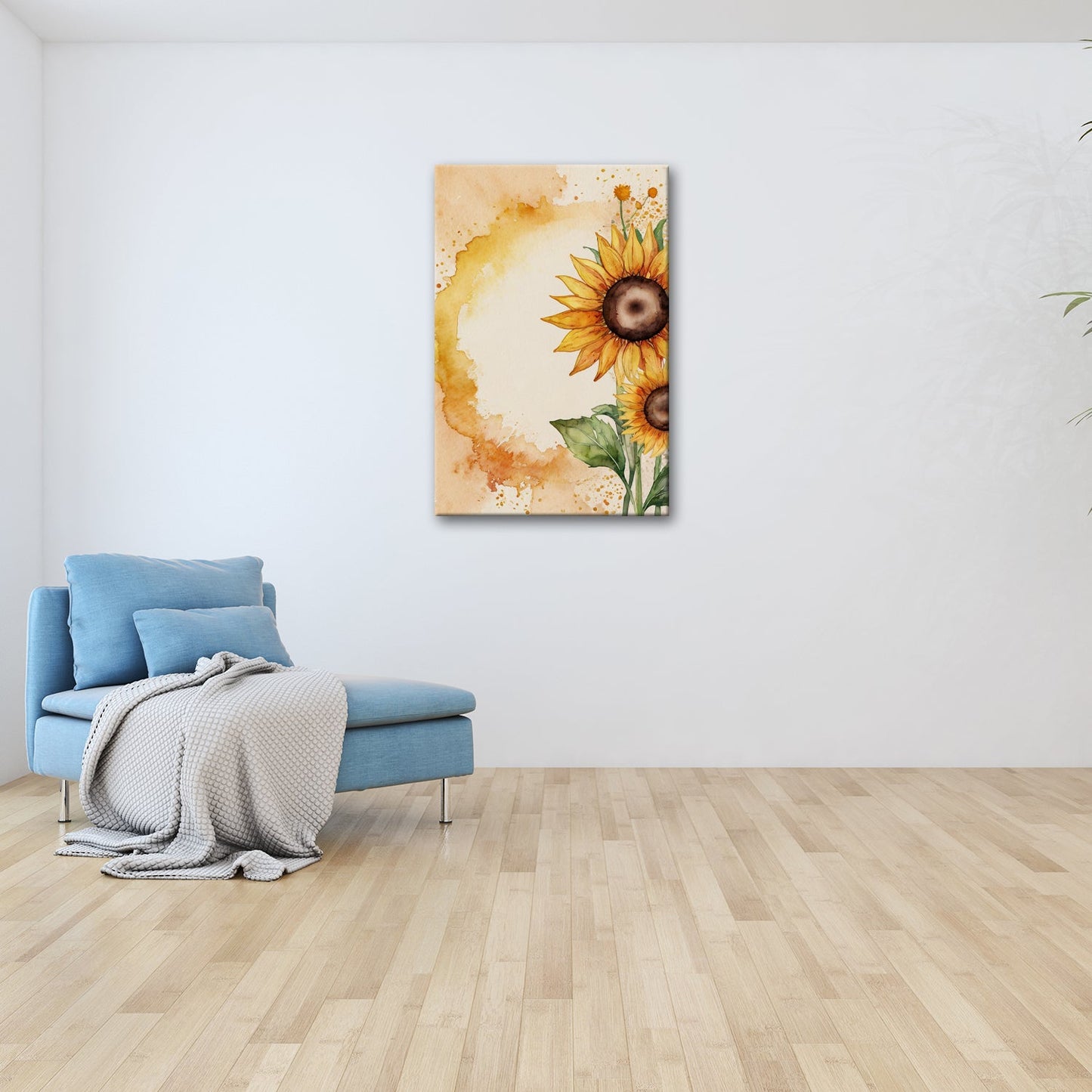 Leinwandbild XXL Sonnenblumen Aquarell – Blumen Wanddeko - deyoli