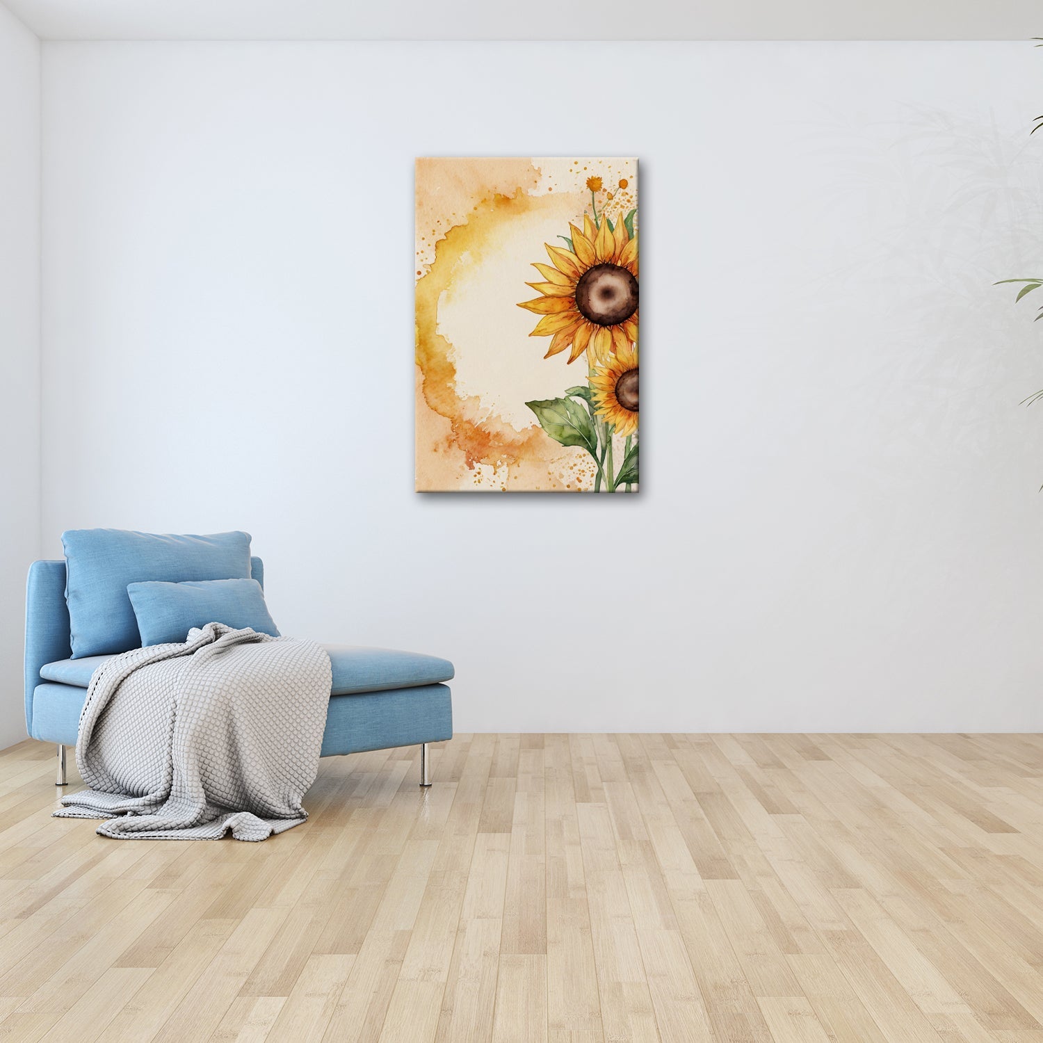 Leinwandbild XXL Sonnenblumen Aquarell – Blumen Wanddeko - deyoli