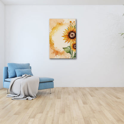 Leinwandbild XXL Sonnenblumen Aquarell – Blumen Wanddeko - deyoli