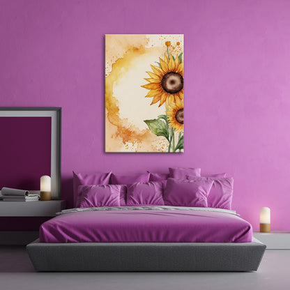 Leinwandbild XXL Sonnenblumen Aquarell – Blumen Wanddeko - deyoli