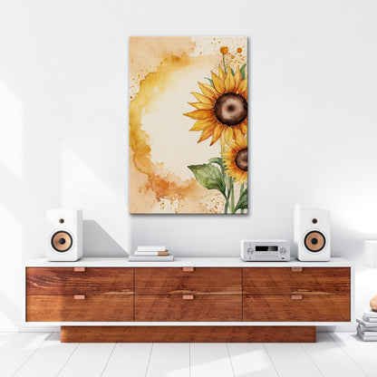 Leinwandbild XXL Sonnenblumen Aquarell – Blumen Wanddeko - deyoli