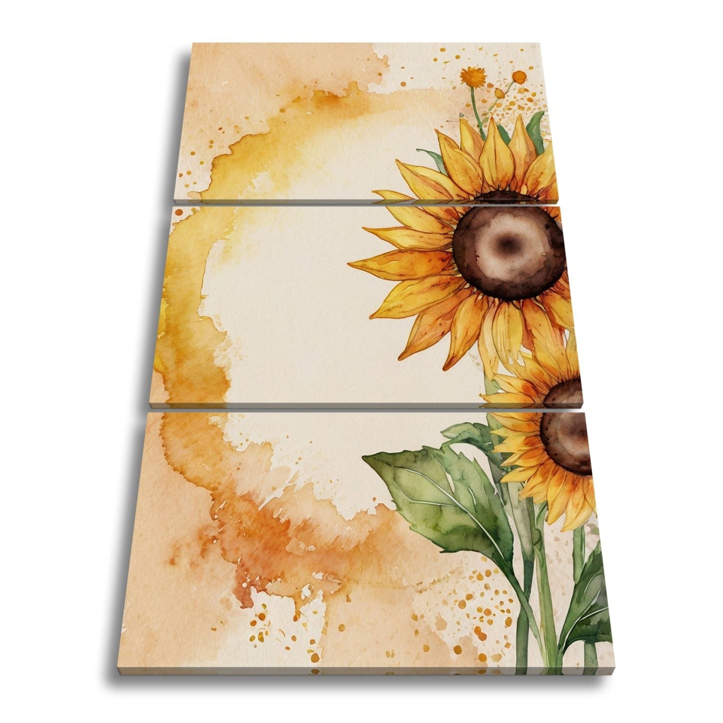 Leinwandbild XXL Sonnenblumen Aquarell – Blumen Wanddeko - deyoli
