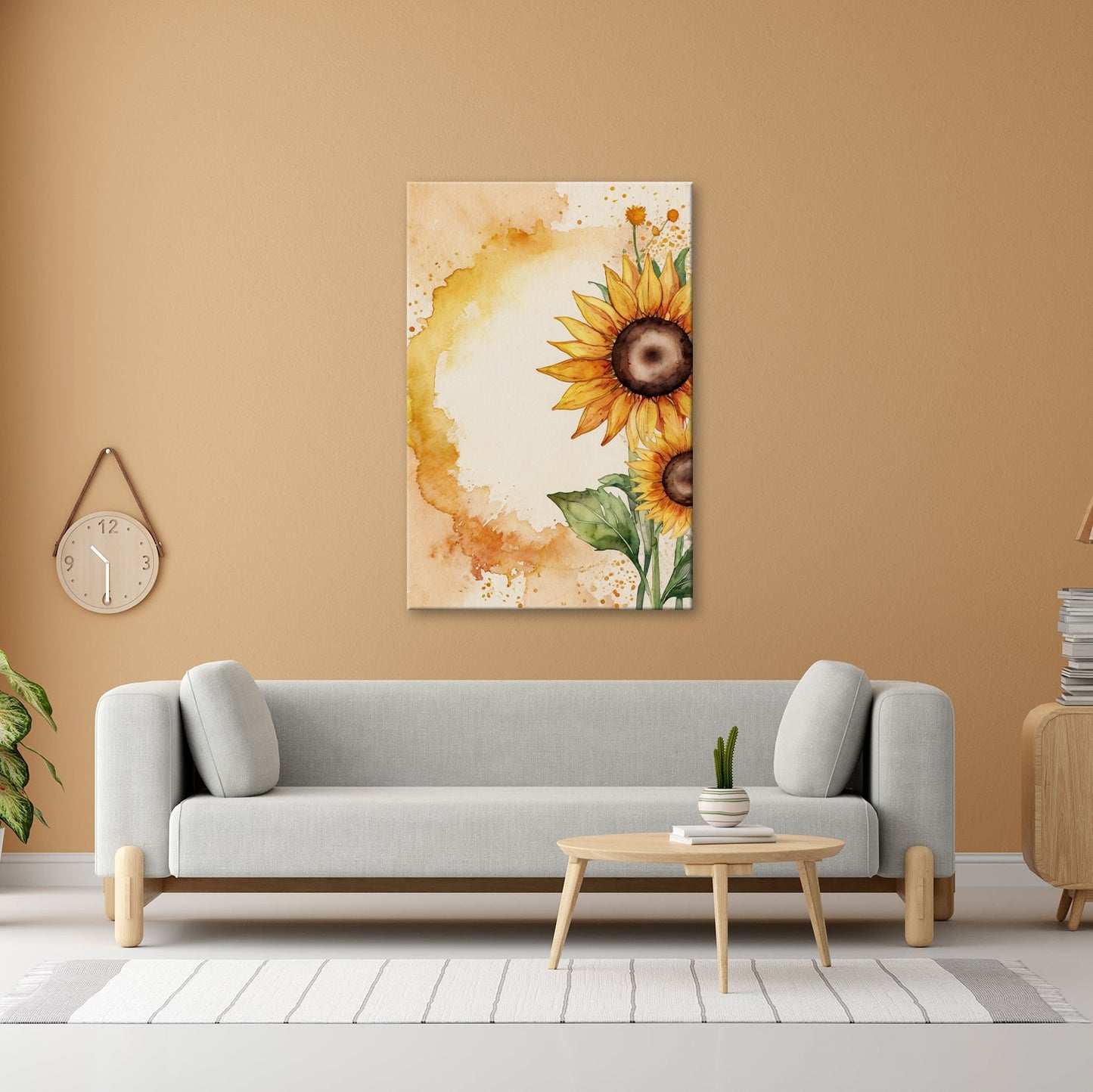 Leinwandbild XXL Sonnenblumen Aquarell – Blumen Wanddeko - deyoli