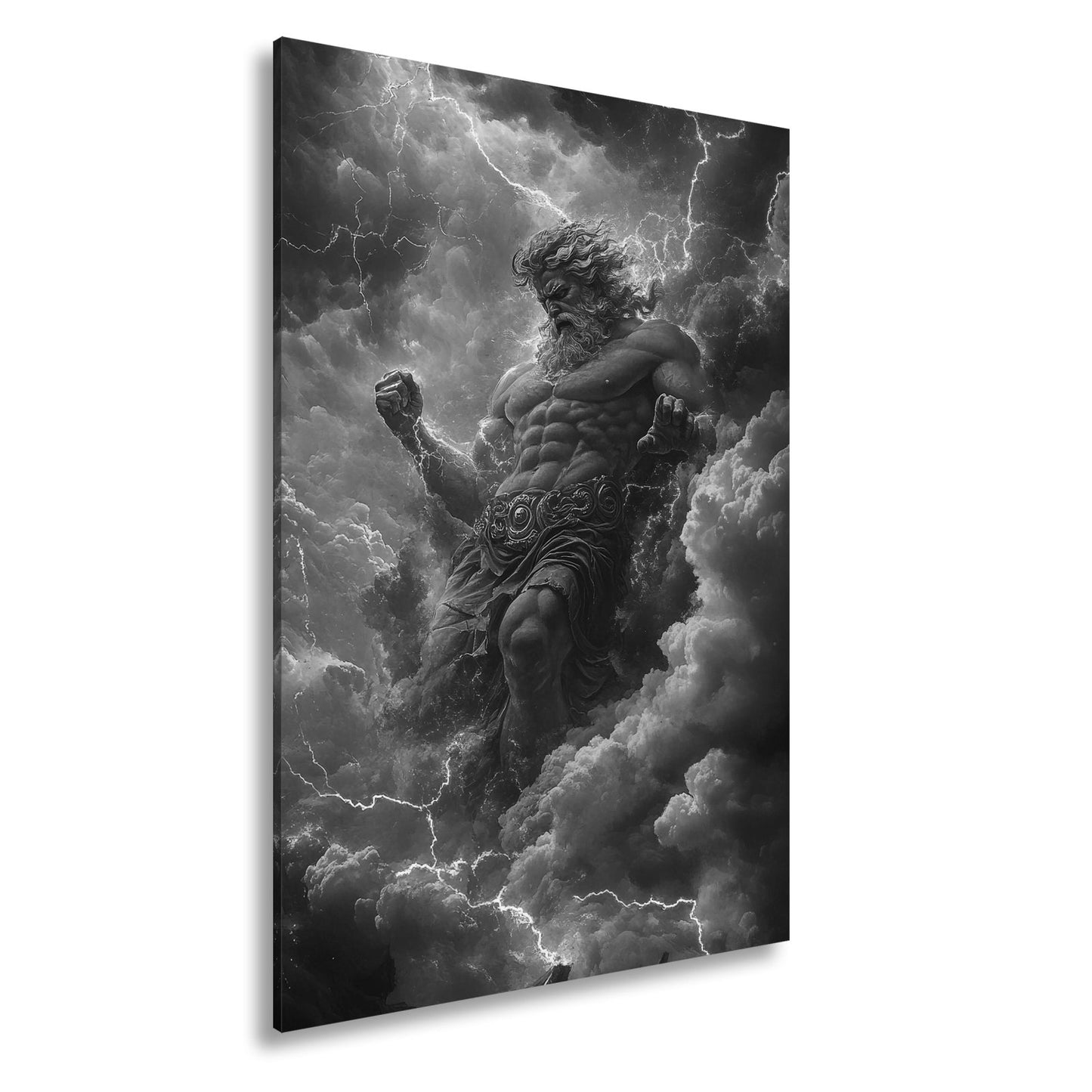 Leinwandbild XXL Titan Wolken Blitze – Fantasy Kunst - deyoli