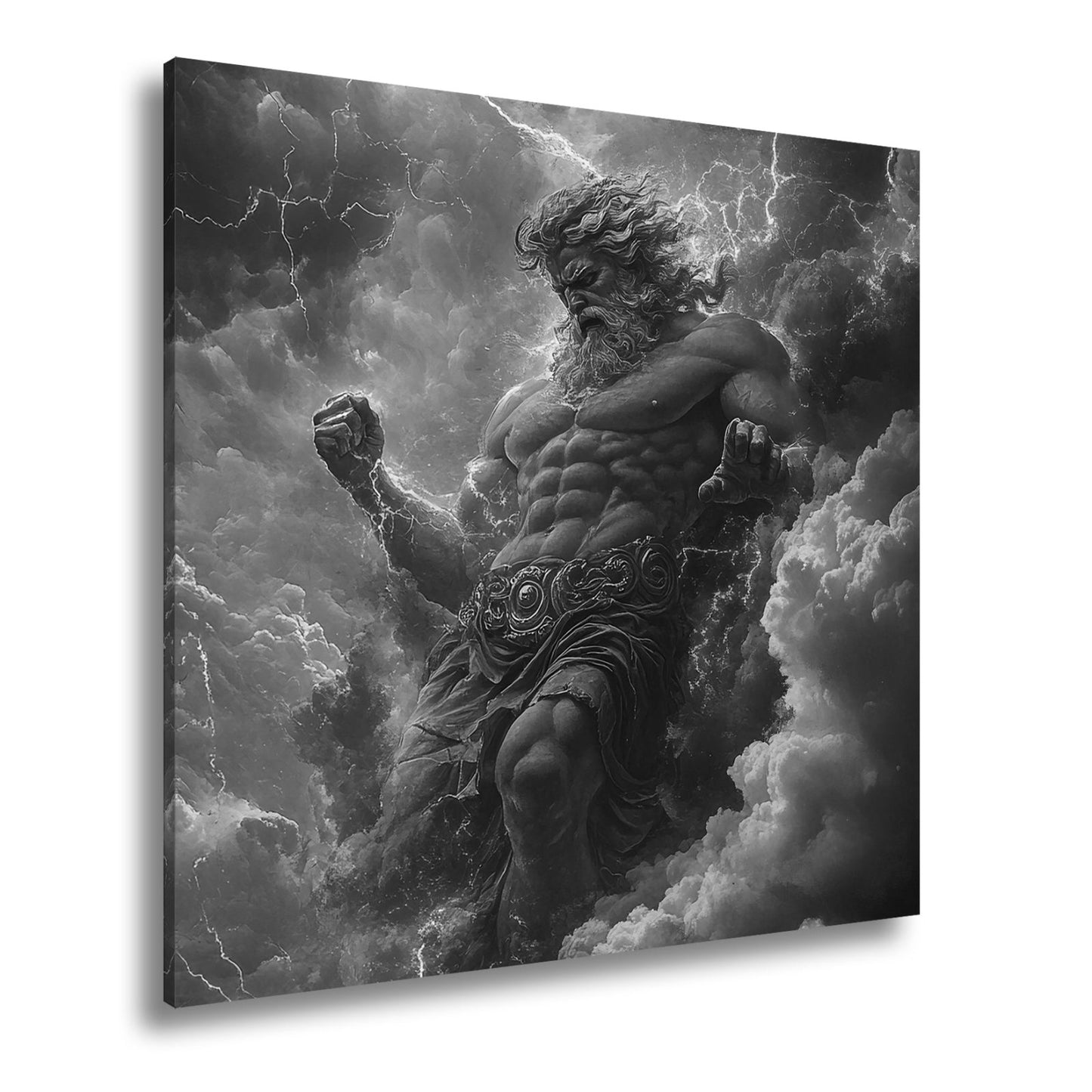 Leinwandbild XXL Titan Wolken Blitze – Fantasy Kunst - deyoli
