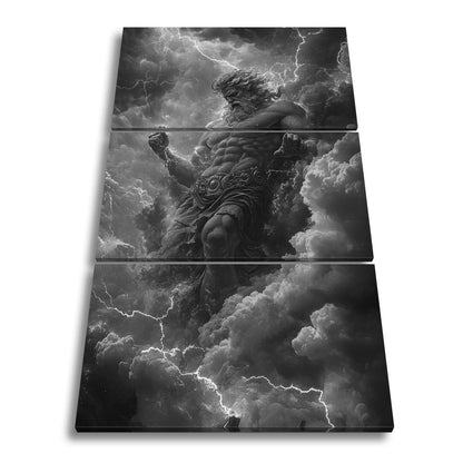 Leinwandbild XXL Titan Wolken Blitze – Fantasy Kunst - deyoli