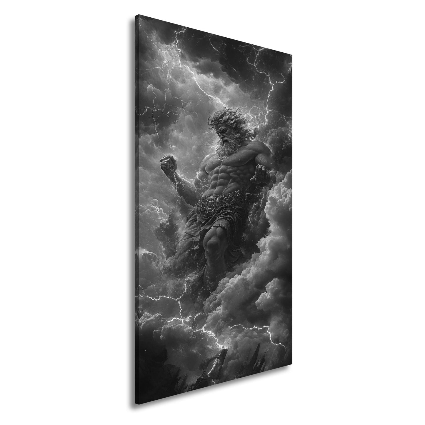 Leinwandbild XXL Titan Wolken Blitze – Fantasy Kunst - deyoli