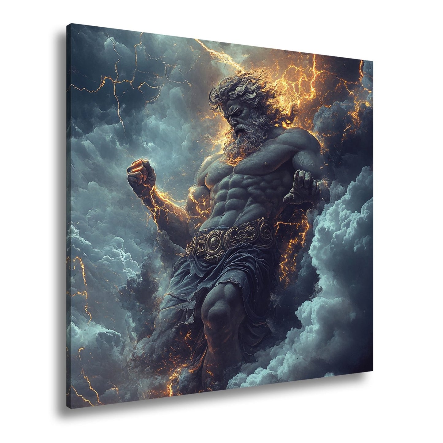 Leinwandbild XXL Titan Wolken Blitze – Fantasy Kunst - deyoli