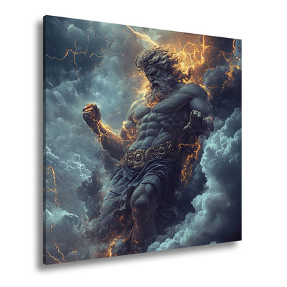 Leinwandbild XXL Titan Wolken Blitze – Fantasy Kunst - deyoli