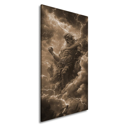 Leinwandbild XXL Titan Wolken Blitze – Fantasy Kunst - deyoli