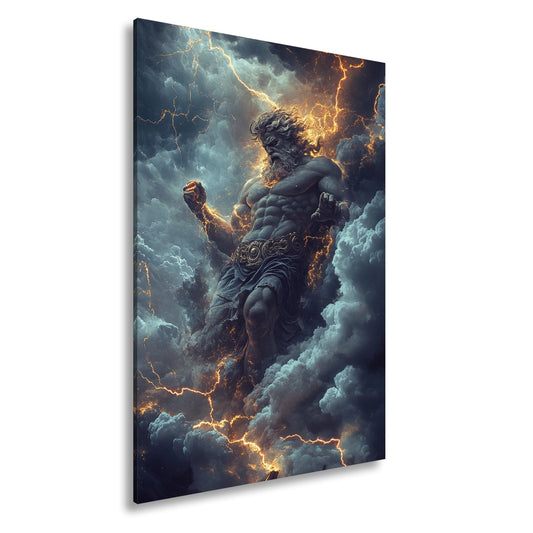 Leinwandbild XXL Titan Wolken Blitze – Fantasy Kunst - deyoli