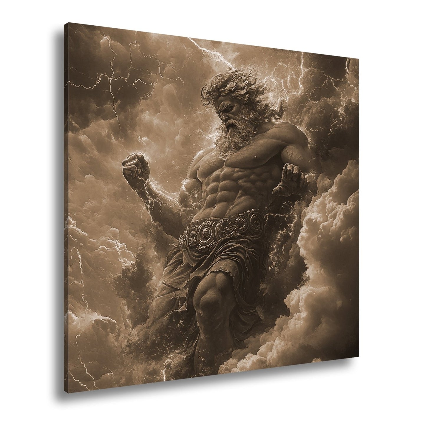 Leinwandbild XXL Titan Wolken Blitze – Fantasy Kunst - deyoli