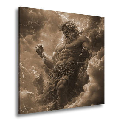 Leinwandbild XXL Titan Wolken Blitze – Fantasy Kunst - deyoli