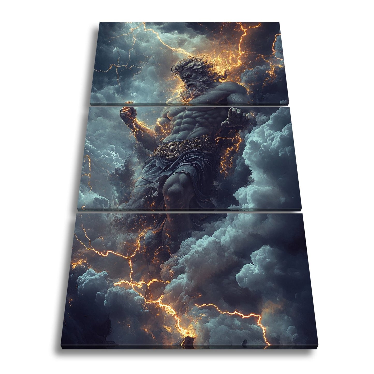 Leinwandbild XXL Titan Wolken Blitze – Fantasy Kunst - deyoli