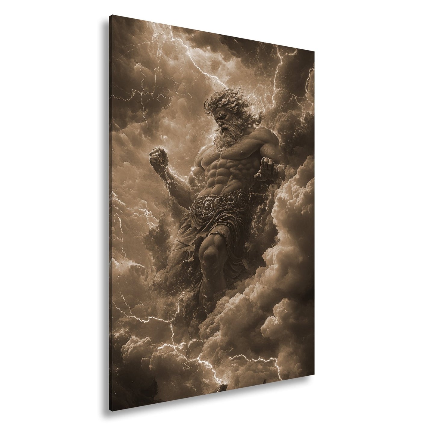 Leinwandbild XXL Titan Wolken Blitze – Fantasy Kunst - deyoli