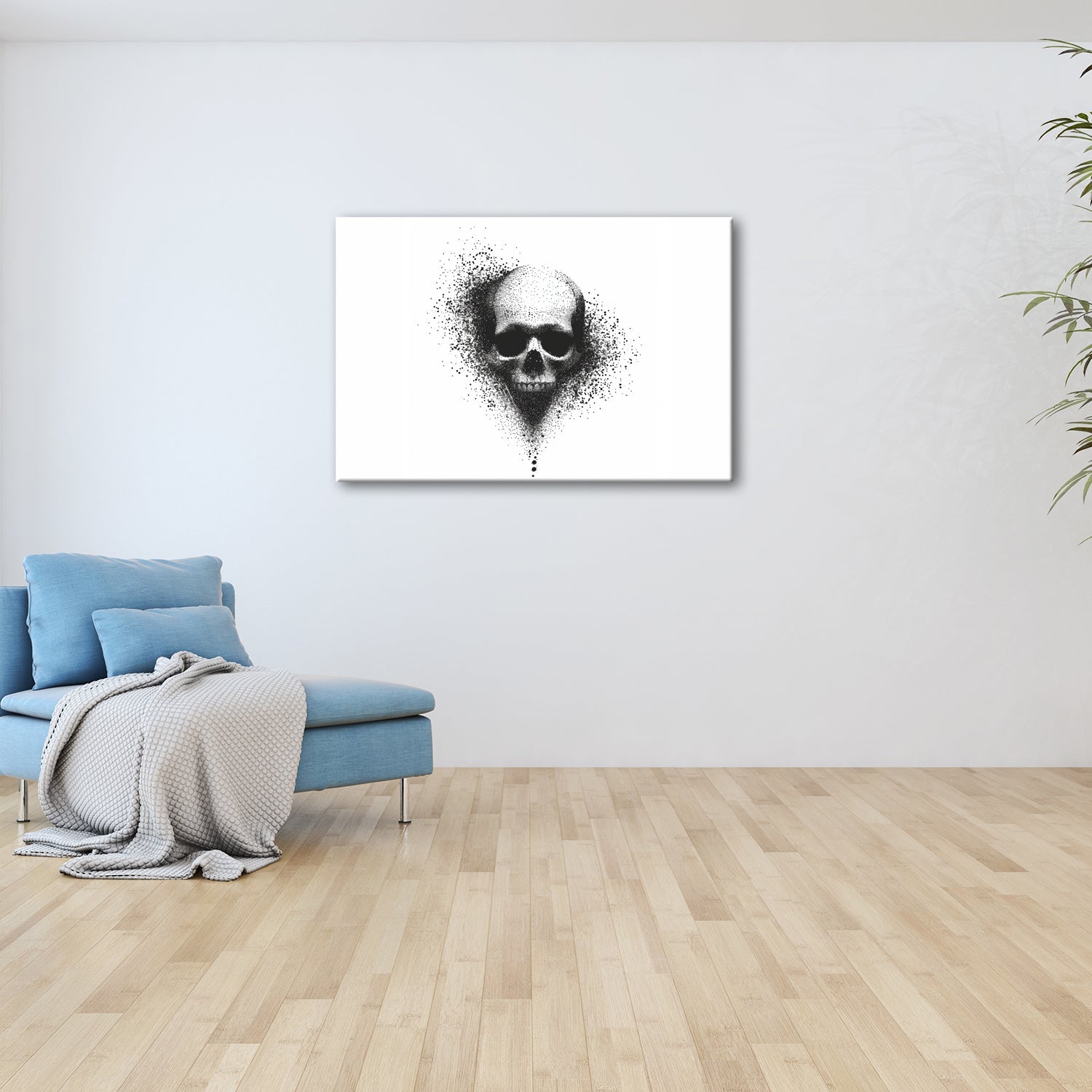 Leinwandbild XXL Totenkopf Tinte – Abstrakte Kunst - deyoli