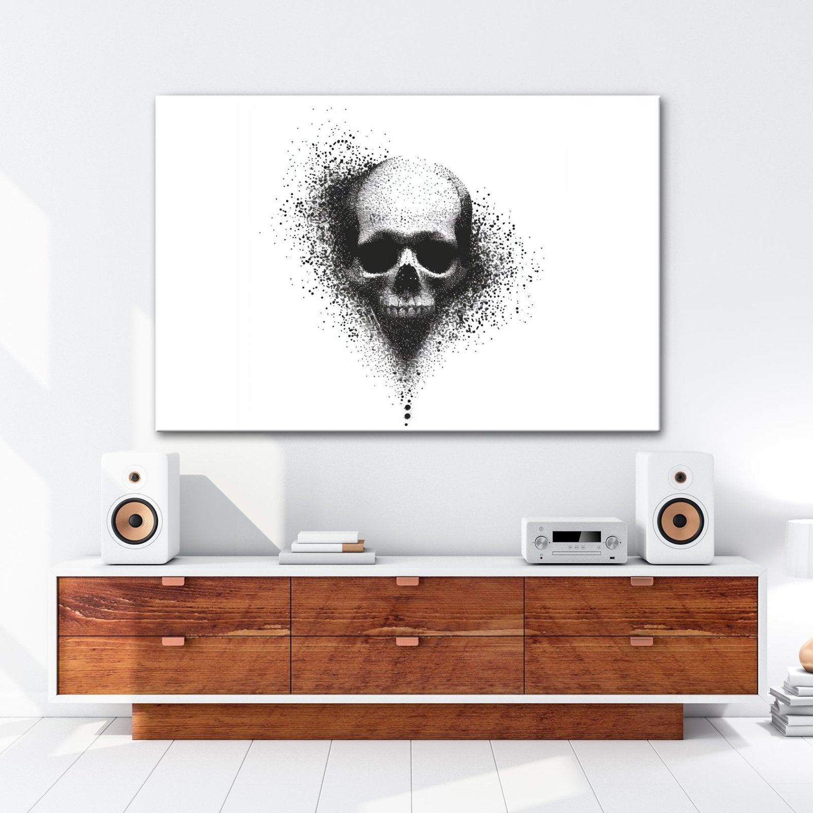 Leinwandbild XXL Totenkopf Tinte – Abstrakte Kunst - deyoli