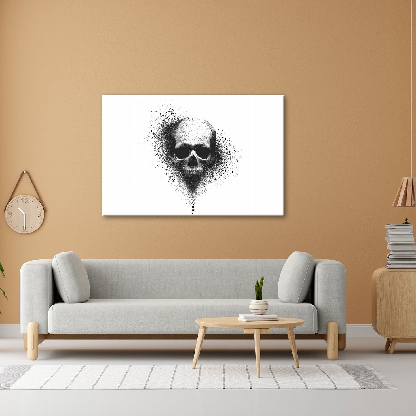 Leinwandbild XXL Totenkopf Tinte – Abstrakte Kunst - deyoli