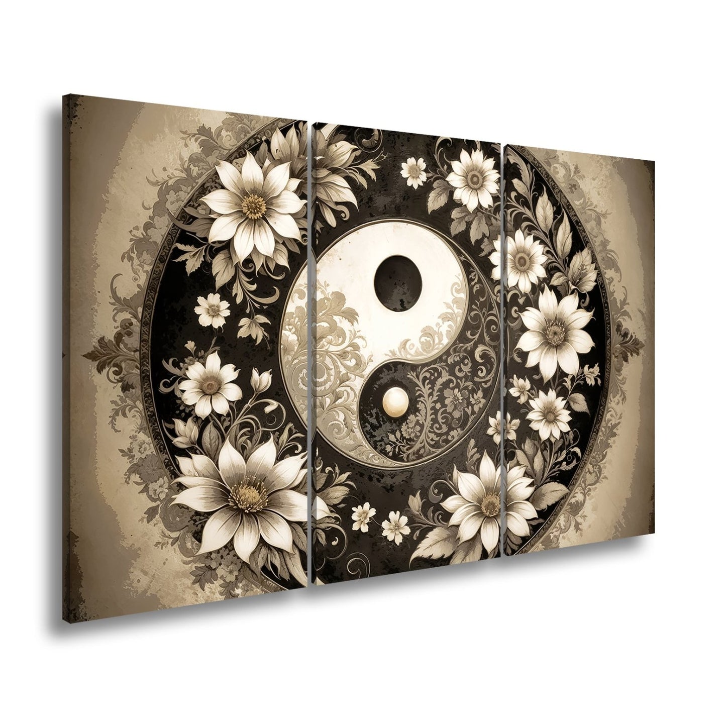 Leinwandbild Yin und Yang blühen in zarter floraler Harmonie - deyoli
