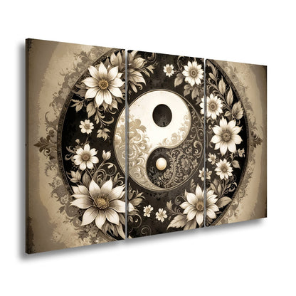 Leinwandbild Yin und Yang blühen in zarter floraler Harmonie - deyoli
