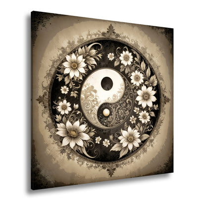 Leinwandbild Yin und Yang blühen in zarter floraler Harmonie - deyoli