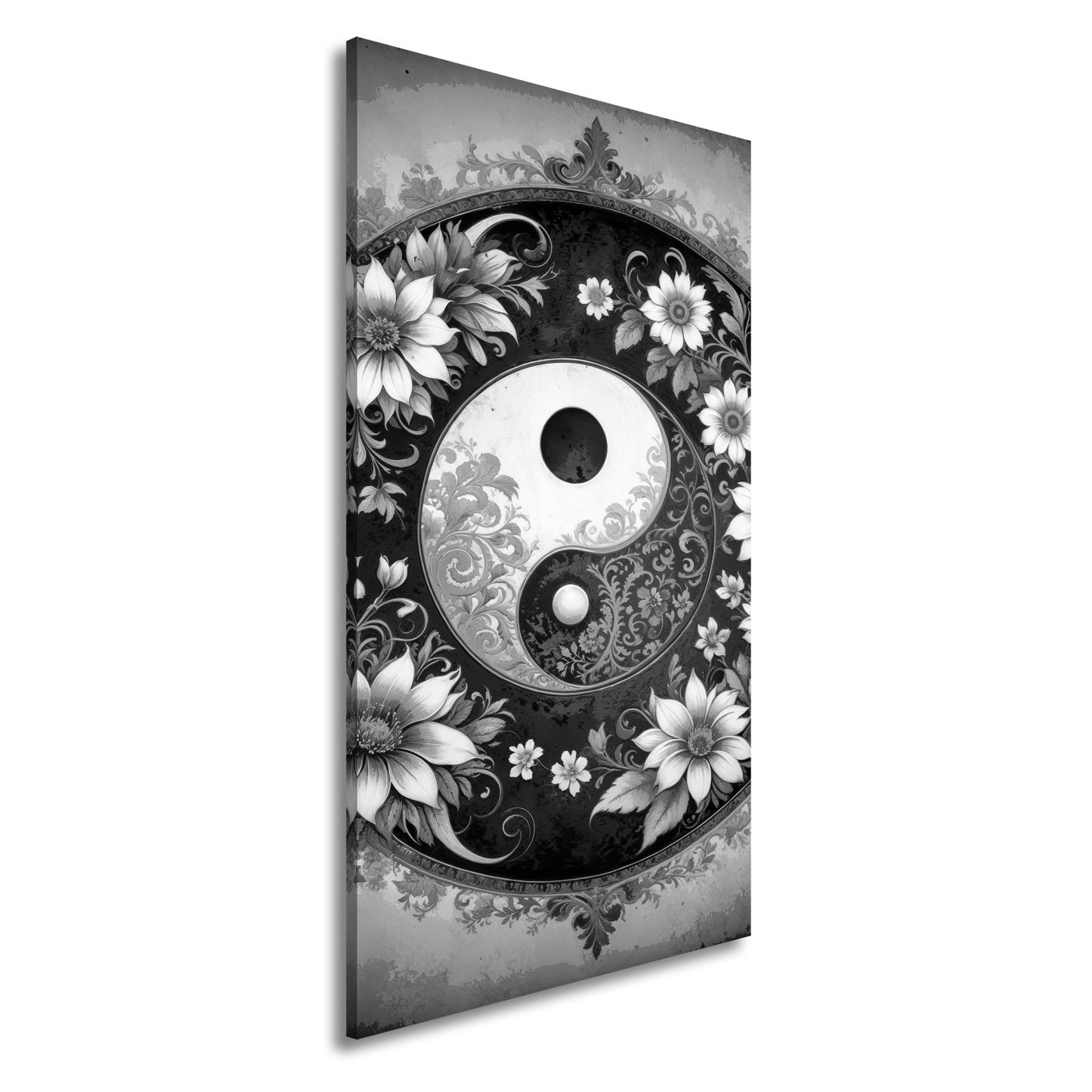 Leinwandbild Yin und Yang blühen in zarter floraler Harmonie - deyoli