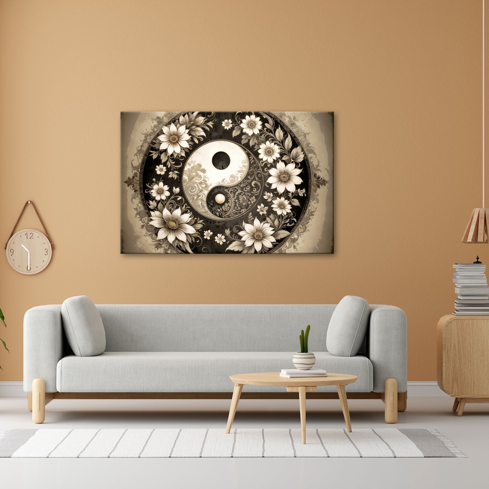 Leinwandbild Yin und Yang blühen in zarter floraler Harmonie - deyoli