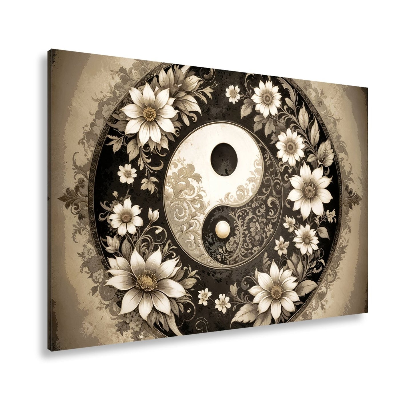 Leinwandbild Yin und Yang blühen in zarter floraler Harmonie - deyoli