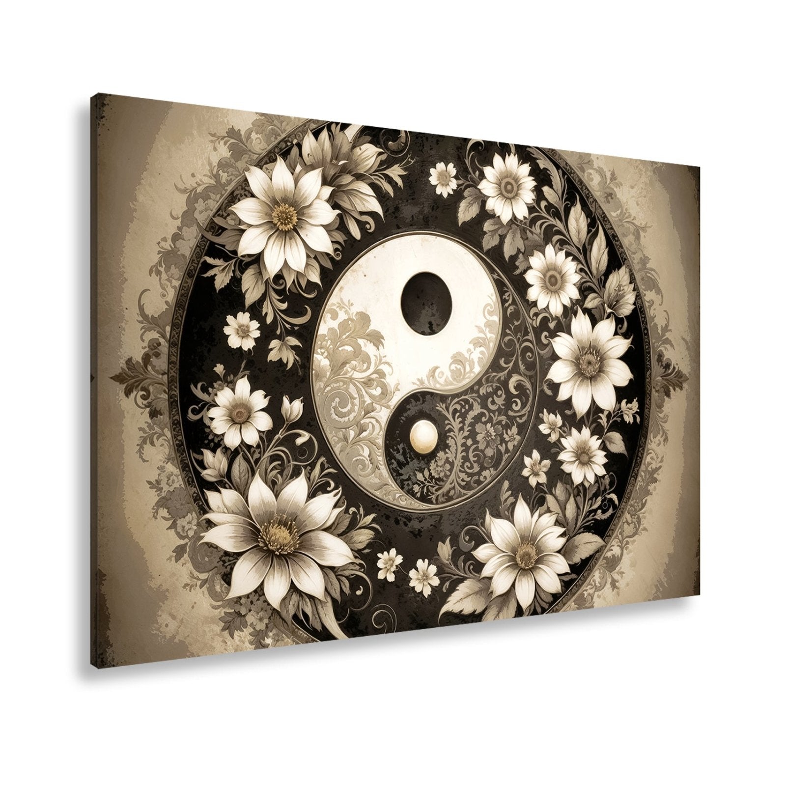 Leinwandbild Yin und Yang blühen in zarter floraler Harmonie - deyoli
