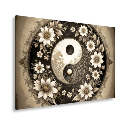 Leinwandbild Yin und Yang blühen in zarter floraler Harmonie - deyoli