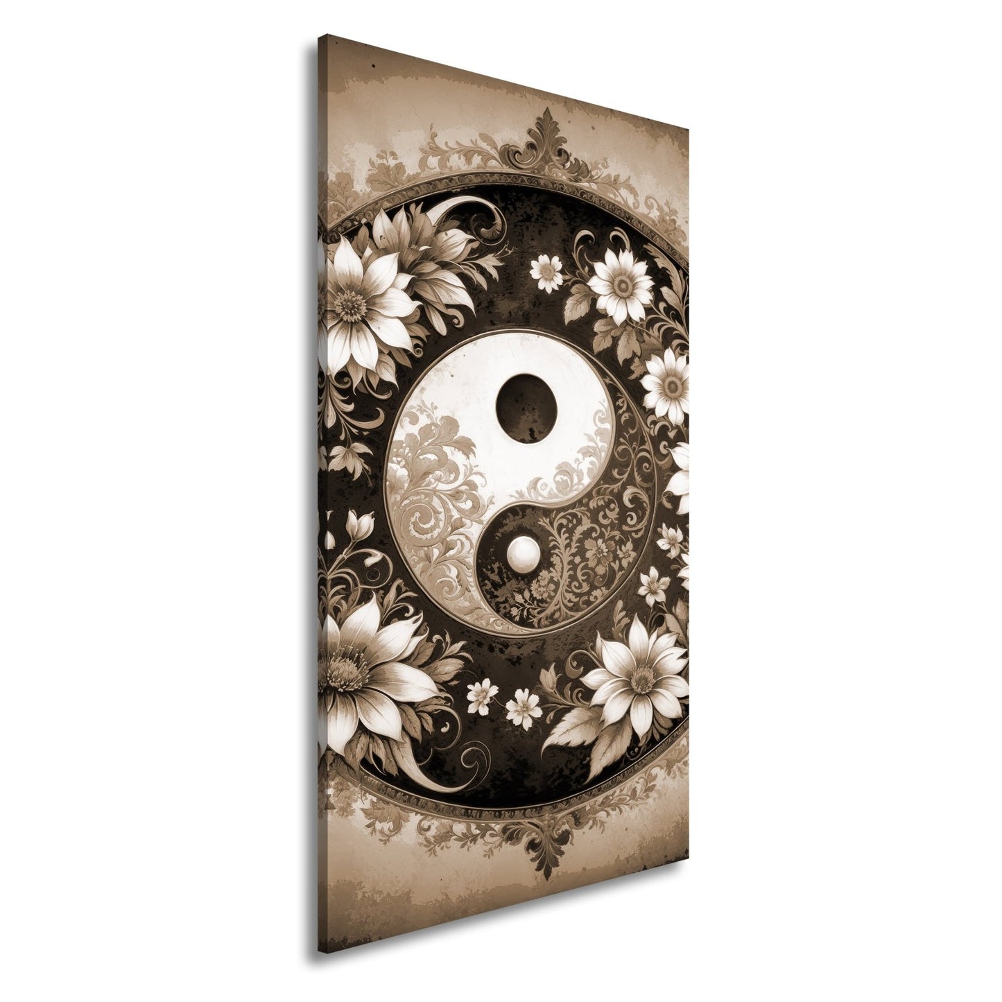 Leinwandbild Yin und Yang blühen in zarter floraler Harmonie - deyoli