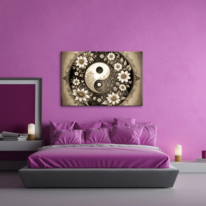 Leinwandbild Yin und Yang blühen in zarter floraler Harmonie - deyoli